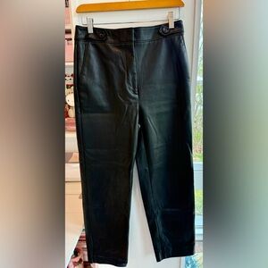 Ann Taylor Faux Leather High Waist Straight Leg Pants Black Size 2